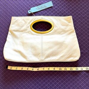 Kate Landry Berkeley White Leather Clutch